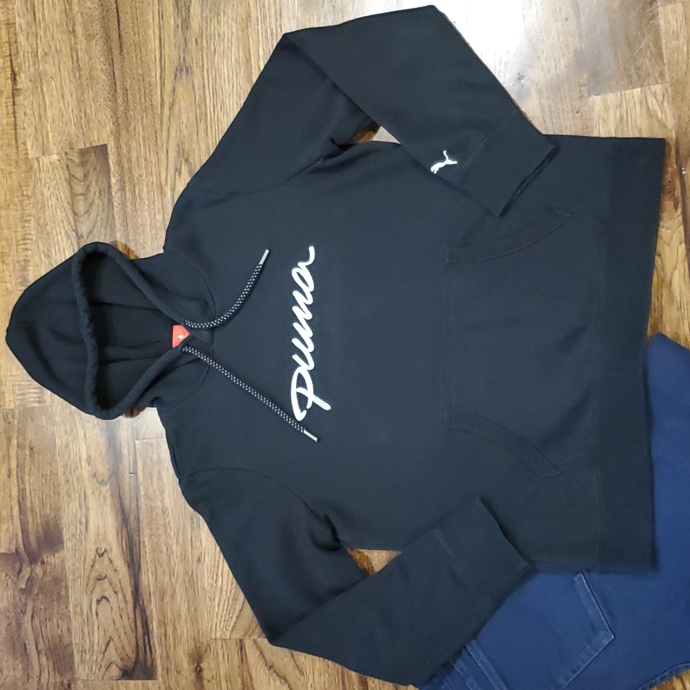 Womens Puma black & white logo hoodie size L